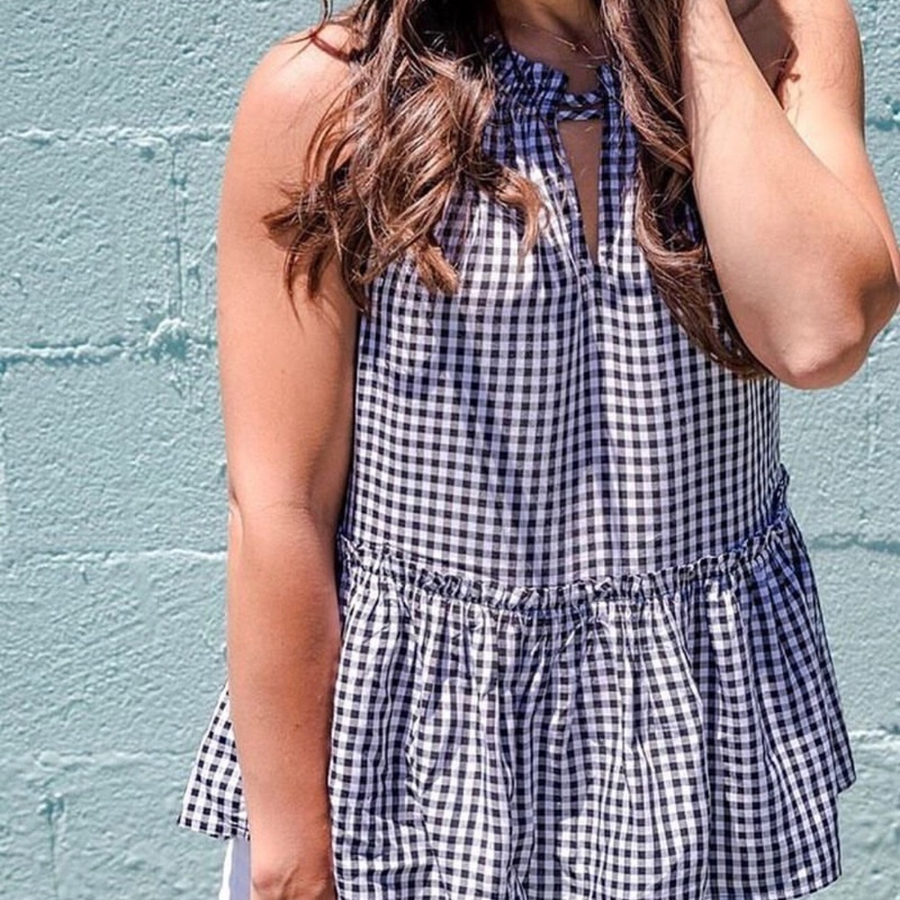 LOFT Gingham Peplum Tank